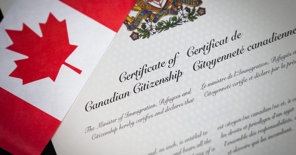 certificate form for Canadian citizenship